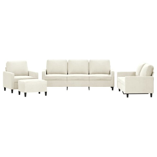 vidaXL Ensemble de canapés 4 Pièces avec coussins Crème Velours