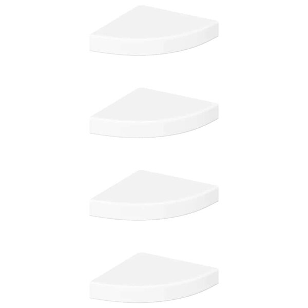 vidaXL Étagères d'angle flottantes 4 pièces Blanc brillant 25 x 25 x 3 8 cm MDF