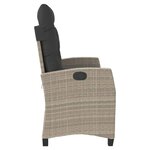 vidaXL Banc inclinable de jardin et coussins gris clair résine tressée