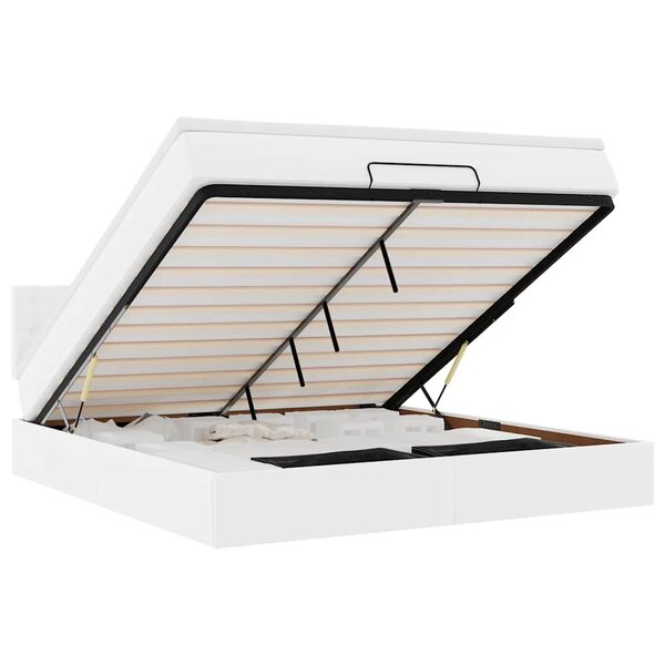 VidaXL Cadre de lit ottoman avec matelas blanc 160x200 cm similicuir