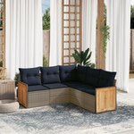 vidaXL Salon de jardin 5 Pièces avec coussins gris résine tressée