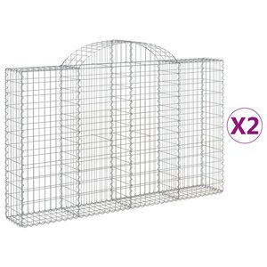 vidaXL Paniers à gabions arqués 2 Pièces 200x30x120/140 cm Fer galvanisé