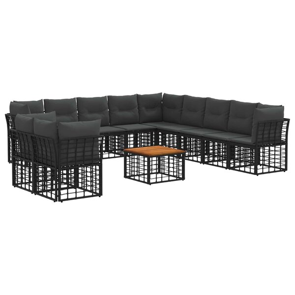 vidaXL Ensemble de canapés d'extérieur 12 Pièces Noir et Gris foncé