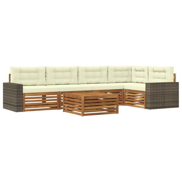 vidaXL Ensemble de canapés d'extérieur 6 pc Naturel et Crème Polyester