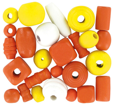 Perles en bois 0 5 à 2 cm Assortiment orange 110 pièces