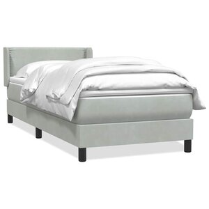 vidaXL Sommier à lattes de lit et matelas gris clair 90x220 cm velours