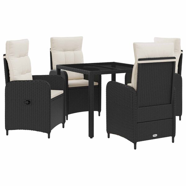 vidaXL Ensemble de repas extérieur 5 Pièces Noir et blanc crème