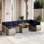 vidaXL Salon de jardin 11 Pièces avec coussins gris résine tressée