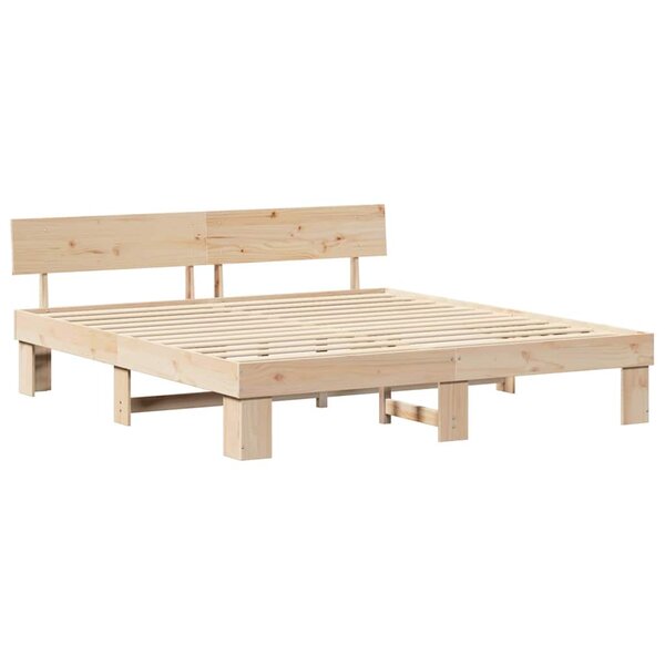 vidaXL Cadre de lit avec tête de lit Marron 200 x 200 cm Pin massif