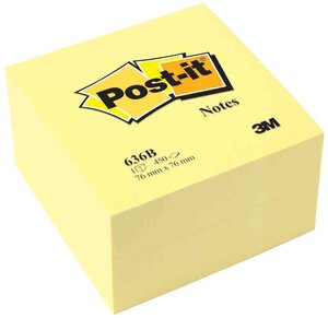Bloc notes cube jaune 76 x 76 mm 450 feuilles POST-IT