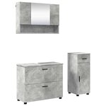 vidaXL Ensemble de mobilier de salle de bain 3 Pièces Gris béton