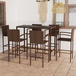 vidaXL Ensemble de bar de jardin 7 Pièces Résine tressée Marron