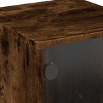 vidaXL Table de chevet avec porte en verre chêne fumé 35x37x50 cm