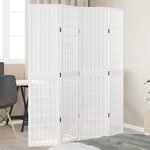 vidaXL Cloison de séparation 4 panneaux blanc bois de paulownia massif