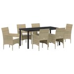 vidaXL Ensemble de salle à manger pour jardin 7 Pièces Beige Poly rotin