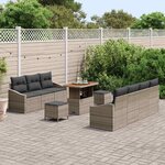vidaXL Ensemble de canapé de jardin 10 Pièces Gris Poly rotin
