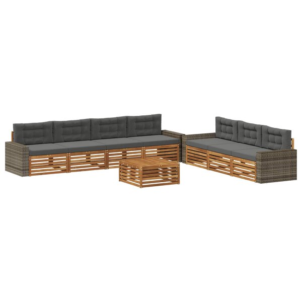 vidaXL Ensemble de canapés d'extérieur 8 pc Naturel et Anthracite