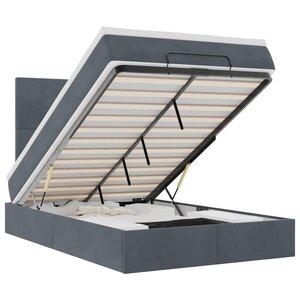vidaXL Cadre de lit ottoman avec matelas gris foncé 120x190 cm velours