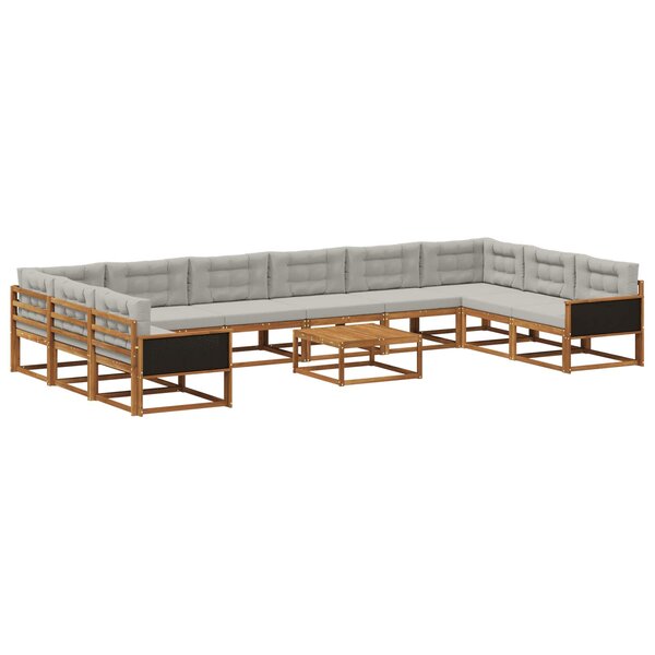 vidaXL Ensemble de canapés d'extérieur 11 Pièces Naturel et gris clair