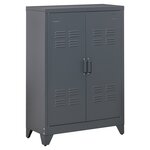 Armoire de bureau 75 x 33 x 110 cm rangement modulable étagères réglables style industriel en métal gris anthracite 21_0002842