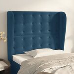 vidaXL Tête de lit avec oreilles Bleu foncé 93x23x118/128 cm Velours