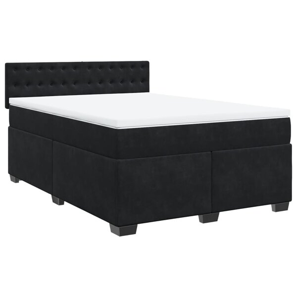 vidaXL Sommier à lattes de lit et matelas Noir 160x200 cm Velours