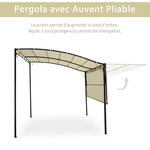 Pergola tonnelle de jardin avec auvent réglable métal époxy polyester haute densité crème