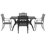 vidaXL Ensemble de salle à manger de jardin en aluminium coulé noir de 5 pièces