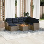 vidaXL Salon de jardin 8 Pièces avec coussins gris résine tressée