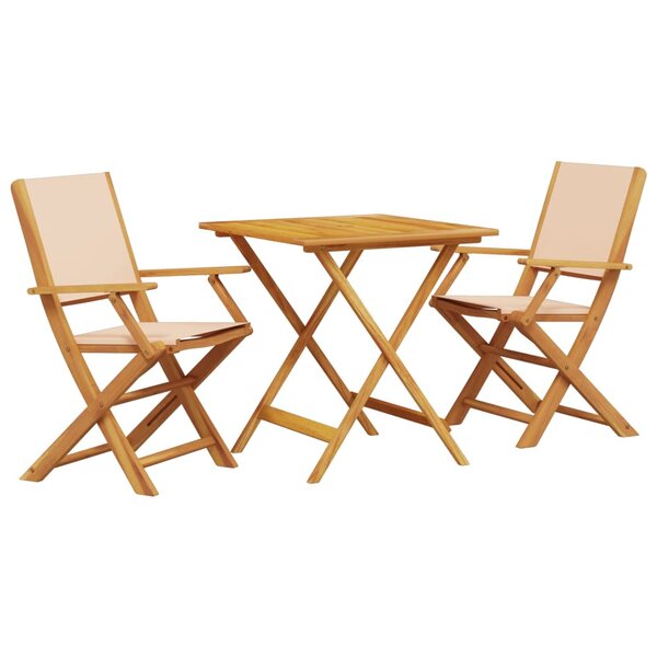 vidaXL Ensemble de bistro 3 Pièces beige tissu et bois massif