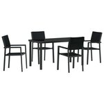 vidaXL Ensemble de salle à manger pour jardin 5 Pièces Noir Poly rotin