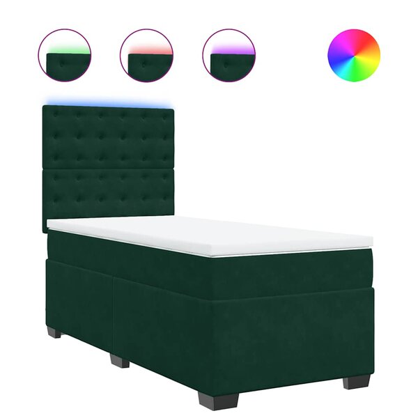 vidaXL Sommier à lattes de lit avec matelas Vert foncé 90x200 cm