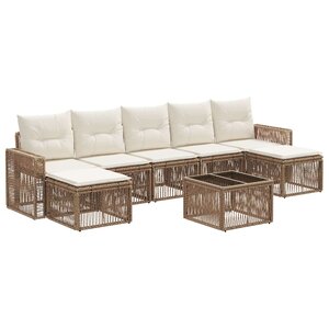 vidaXL Ensemble de canapé de jardin 8 Pièces Beige et blanc crème