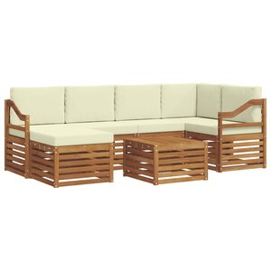 vidaXL Ensemble de canapés d'extérieur 7 pc Naturel et Crème Polyester