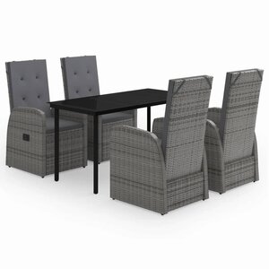 vidaXL Ensemble de salle à manger de jardin avec coussins 5 Pièces Gris