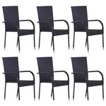 vidaXL Ensemble à manger de jardin 7 Pièces Résine tressée Noir