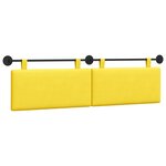 vidaXL Tête de lit suspendue Jaune clair Tissu en velours côtelé