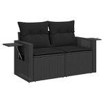 vidaXL Salon de jardin 7 Pièces avec coussins noir résine tressée
