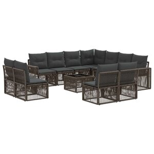 vidaXL Ensemble de canapé de jardin 12 Pièces Gris et Gris foncé