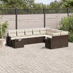 vidaXL Salon de jardin 10 Pièces avec coussins marron résine tressée