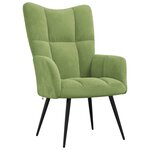vidaXL Chaise de relaxation avec tabouret Vert clair Velours