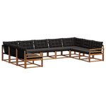 vidaXL Ensemble de canapés d'extérieur 9 pc Naturel et Noir