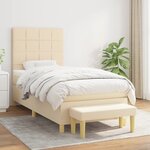 vidaXL Sommier à lattes de lit avec matelas Crème 100x200 cm Tissu