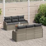 vidaXL Ensemble de canapé de jardin 7 Pièces Gris Poly rotin