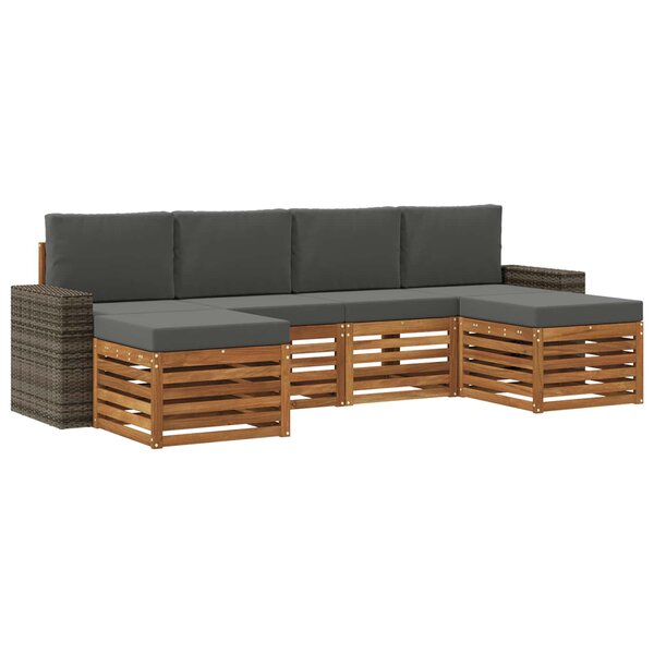 vidaXL Ensemble de canapés d'extérieur 6 pc Naturel et Anthracite
