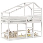 vidaXL Lit superposé avec échelle et toit sans matelas blanc 90x200 cm
