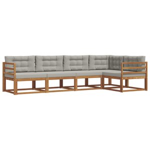 vidaXL Ensemble de canapés d'extérieur 5 pc Naturel et gris clair