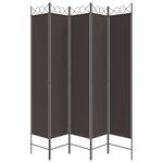 vidaXL Cloison de séparation 5 panneaux Marron 200x220 cm Tissu