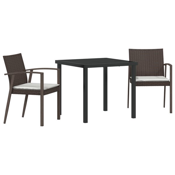 vidaXL Ensemble de salle à manger pour jardin 3 Pièces Marron Poly rotin