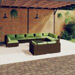 vidaXL Salon de jardin 10 Pièces avec coussins Marron Résine tressée